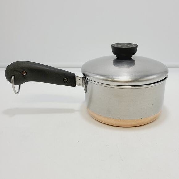 VTG Revere Ware Stainless Steel 1801 Copper Bottom Saucepan 1.5Qt Double Ring - Picture 1 of 6